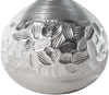 'Yakima' Tischlampe Silber geschwungener Porzellanfuß Stoffschirm Grau Kabel mit Schalter Moderner Glamouröser Stil Bild 5