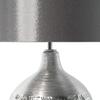 'Yakima' Tischlampe Silber geschwungener Porzellanfuß Stoffschirm Grau Kabel mit Schalter Moderner Glamouröser Stil Bild 4