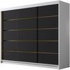 Kleiderschrank mit Goldverzierung Aramao VII mit drei Schwebetüren (Farbe: Weiß / Schwarz) Bild 2