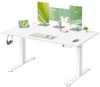 VASAGLE Höhenverstellbarer Schreibtisch, 140 x 80 cm, USB-C-Anschluss, Ablage für Steckdosenleiste, Stehtisch, Erinnerung bei langem Sitzen, 3 Speichertasten, für Büro, mattweiß Bild 2