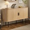Merax Sideboard mit Rolljalousie-Türen, Aluminiumgriffen & Eisenbeinen – Vielseitiger Aufbewahrungsschrank für Wohnzimmer, Esszimmer & moderne Einrichtung, Holzfarbe Bild 5