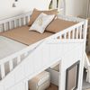 Hochbett 90x200 mit Treppe und Stauraum, unteres Bett flexibel nutzbar, mit Sicherheitszaun, Spielbett, weiß Bild 5