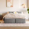 Futonbett mit Bettkasten, Lattenrost und Schubladen, 140x200 cm, Bezug, Leinen Bild 3