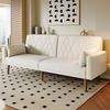 2-Sitzer Schlafsofa mit geteilter Rückenlehne & 5-fach Armlehnen, Samt, 180x75x82 cm, Beige Bild 4