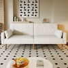 2-Sitzer Schlafsofa mit geteilter Rückenlehne & 5-fach Armlehnen, Samt, 180x75x82 cm, Beige Bild 3