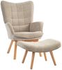 HOMCOM Relaxsessel Ohrensessel mit Hocker, Polstersessel in Cord-Optik (Loungesessel, 2-St, Armlehnstuhl), für Wohnzimmer, Hellbraun Bild 2