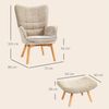 HOMCOM Relaxsessel Ohrensessel mit Hocker, Polstersessel in Cord-Optik (Loungesessel, 2-St, Armlehnstuhl), für Wohnzimmer, Hellbraun Bild 3