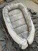 Loolay Bettnestchen WAFFELPIQUE Baumwolle BABYNEST Babykokon Neugeborene Babyausstattung, (Reisebett Nestchen SOLO/ o. in Geschenk SETS, 1-tlg, 4 Jahreszeiten WAFFELSTOFF - Design: Pustelblume Grau/ WAFFEL Weiß), 100% Europäische Stoffe und Kleinserien... Bild 3