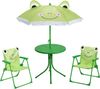 Koopman Garten-Kindersitzgruppe Sitzgruppe Strandstuhl Strandschirm Tisch Kindermöbel 4tlg, (4-tlg), Frosch-Design, Faltstuhl, Grün, Schattenspender, Outdoor Bild 2