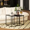 Beistelltisch 2er-Set mit Glasplatte, stapelbar, 50 x 50 x 52 cm & 42 x 42 x 42 cm, Schwarz Bild 3