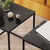 Beistelltisch 2er-Set mit Glasplatte, stapelbar, 50 x 50 x 52 cm & 42 x 42 x 42 cm, Schwarz Bild 2