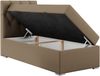 Boxspringbett ALDA, Einzelbett mit gestepptem Kopfteil und einem Bettkasten, 90x200 - Braun Kunstleder - links - H4 Bild 3