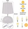 ZMH Nachttischlampe 2er Set Tischlampe mit Kabel - Tischleuchte Weiß Stoff Nachtlampe Modern Schlafzimmer Bettlampe Design Klein Schreibtischlampe für Wohnzimmer Büro Bett Tisch Fenster Hotel Bild 3