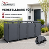 ALBATROS Mülltonnenbox 4er Hauswandversion, 120L bis 240L, für Vier Tonnen, verzinktes Metall RAL7016 Anthrazit, offene Rückseite Bild 4