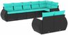vidaXL 8-teiliges Gartensofa-Set mit Kissen, schwarzes Polyrattan 3221616 Bild 2