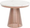 MEBLINI Esstisch Rund Ausziehbar aus Metall - 100-176x76 cm - CONEY - Weiß Marmor/Kupferfarbe - Loft - Esszimmertisch Modern - Küchentisch - Ausziehtisch - Round Dining Table Bild 1