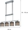 LED Pendelleuchte 4-flammig Grau höhenverstellbar mit Stoffschirmen, B: 77cm Bild 3