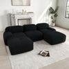 U-Sofa, Modulares aus Premium-Cordstoff ohne Montage rutschfest und haustierfreundlich extra-breite Armlehnen 32D hochelastische Polsterung für Wohnzimmer Schlafzimmer und Büro, Cordstoff, Black Bild 3