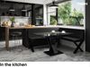 MEBLINI Eckbank für Esszimmer mit ausziehbarem Tisch - Küchenbank - Essecke - Sitzecke Küche - TONI - X-Beine 128x168x87cm Rechts - Schwarz Kunstleder/M Weiß Matt Bild 2