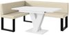 MEBLINI Eckbank für Esszimmer mit ausziehbarem Tisch - Küchenbank - Essecke - Sitzecke Küche - ERIC - U-Beine 128x168x87cm Links - Creme Kunstleder/M Weiß Matt Bild 1