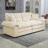 2-Sitzer Sofa B 214 x T 89 x H 93 cm aus Chenille in Beige mit tiefem Sitz Bild 2