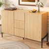 Merax Sideboard mit geometrischer Struktur, Doppeltüren, Mittlere Schublade, Viel Stauraum, Multifunktionaler Aufbewahrungsschrank für Wohn-/Esszimmer Bild 5