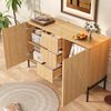 Merax Sideboard mit geometrischer Struktur, Doppeltüren, Mittlere Schublade, Viel Stauraum, Multifunktionaler Aufbewahrungsschrank für Wohn-/Esszimmer Bild 3