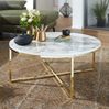 Couchtisch Rund 80x36x80cm Marmoroptik Weiß Metallgestell Wohnzimmer Bild 3