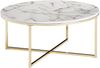 Couchtisch Rund 80x36x80cm Marmoroptik Weiß Metallgestell Wohnzimmer Bild 2