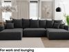 MEBLINI Schlafcouch mit Bettkasten - 350 x 160 x 78 cm - Schwarz Cordstoff - NAPLES - Ecksofa mit Schlaffunktion - Sofa mit Relaxfunktion und Kopfstützen - Couch U-Form - Eckcouch - Wohnlandschaft Bild 3
