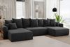 MEBLINI Schlafcouch mit Bettkasten - 350 x 160 x 78 cm - Schwarz Cordstoff - NAPLES - Ecksofa mit Schlaffunktion - Sofa mit Relaxfunktion und Kopfstützen - Couch U-Form - Eckcouch - Wohnlandschaft Bild 2
