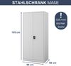 Aktenschrank abschließbar JAN - 5 Ebenen verstellbar, Flügeltüren | Metallschrank Werkstatt Mehrzweckschrank Büroschrank aus Stahl Werkzeugschrank, 195x90x60cm Grau Bild 2
