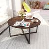 Runder Couchtisch Schwarz Metall-Holz Design 88x44.5 cm Bild 2