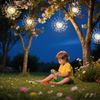 Salcar LED Solarleuchte Außen Feuerwerk LED Solar Gartendeko 90 LED Warmweiß 26cm Feuerwerk hängend Bild 4