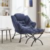 Loungesessel Relaxsessel Sofasessel, mit Fußstütze, Armlehnen und Seitentasche, Stoff, blau, Bild 2