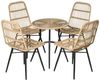 Outsunny Sitzgruppe Polyrattan Esstisch mit 4 Stühlen Gartensitzgruppe mit Beistelltisch, (Essgruppe, 5-tlg, Gartenmöbel Set), Gartenset Outdoor Metall Natur Bild 4
