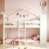Etagenbett 90×200 cm mit hohem Rausfallschutz und Stauraum an beiden Kopfenden, Weiß, ohne Matratze Bild 2