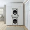 Roomart Schrankwand Waschküche – SERIE DUO-I- 187 cm breit, Trockner auf Waschmaschine (Waschturm) – 187 cm breit – Waschmaschinenschrank mit Stauraum • Weiß Bild 4
