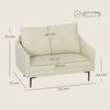 HOMCOM 2-Sitzer Polstersofa mit Armlehne, Samtoptik, Couch 1 Teile, für Wohnzimmer, Schlafzimmer, Metallrahmen, Cremeweiß Bild 3