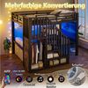Flieks Hochbett projektoraufhängbar Metallbett 140x200cm mit Lichtstreife, Gitter und Stauraumtreppe Bild 3