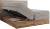 Boxspringbett, Set mit zwei Multipocket-Matratze und Topper, hohe Kopfteil, Eiche Wotan Holzrahmen - WOOD CLASSIC KING - 180 x 200 cm - Hellgrau Cord - H3 Bild 5