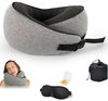 Refined Living Nackenkissen 3 in 1 Nackenkissen Flugzeug Reisekissen 100% Memory Foam, Nackenstützkissen Kopfkissen mit Augenmaske erhältlich und Ohrstöpsel, 1-tlg, 360º Ergonomisches Design Asymmetrische Seiten Reisetasche Inklusive, Weiche Passform I... Bild 4
