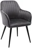Vente-unique - ELEANA Stuhl SamtStoff Grau - B 59 cm x H 82 cm x L 58 cm Bild 4