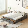 Merax Ausziehbares Schlafsofa 90/180*200 cm mit Schubladen und Lattenrosten, Kiefernbett mit Stauraum, Grau Bild 4