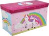 Koopman Aufbewahrungsbox Spielzeugkiste Sitzkiste Rosa Einhorn 60L (1 St), Mädchen, gepolsterter Deckel, Aufbewahrungskiste, Sitzfunktion Bild 2