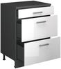 Küchenschrank für Dachschrägen R-Line Weiß Hochglanz 60 cm ohne Schräge mit 3 Schubladen Vicco Bild 3