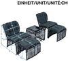 Celya Gartenlounge-Set 5-teiliges Outdoor Gartenmöbel Set mit Tisch und 2 Stühlen, (Balkonmöbel Loungeset, für Terrasse, Garten und Balkon, wetterfest & komf), inkl. 2 Hocker, Eisenrahmen & PE-Rattan, mit Kissen und Glasplatte Bild 2