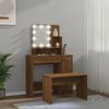 vidaXL Schminktisch mit LED-Lichterkette, Holzwerkstoff braun eichen-optik, 86,5 x 35 x 136 cm Bild 4