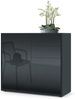 Vladon Sideboard 'Ben', Kommode mit 2 Türen und 2 Schubladen, Schwarz matt/Schwarz Hochglanz (79 x 74 x 36 cm) Bild 5