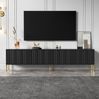 TV-Schrank 190 x 38 x 48 cm in Schwarz mit 4 Türen, 8 Regalböden und goldfarbenen Beinen Bild 5